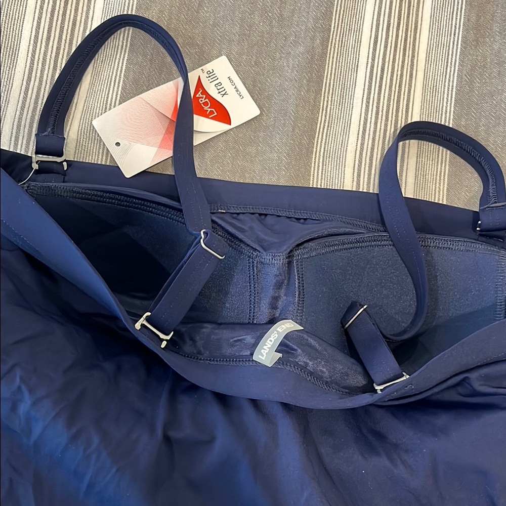 Lands' End Blue Ruched Tank Bikini - Picture 2 of 3
